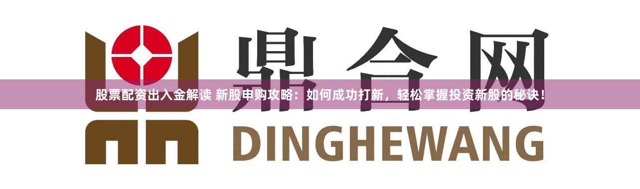 股票配资出入金解读 新股申购攻略：如何成功打新，轻松掌握投资新股的秘诀！
